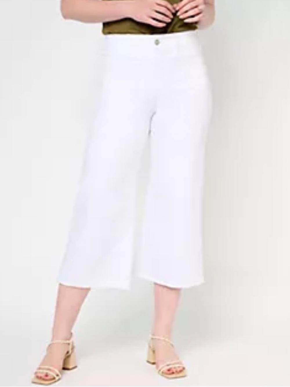 NYDJ Patchie Major Higher Rise Wide Leg Raw Hem Crop Pants - Size 18